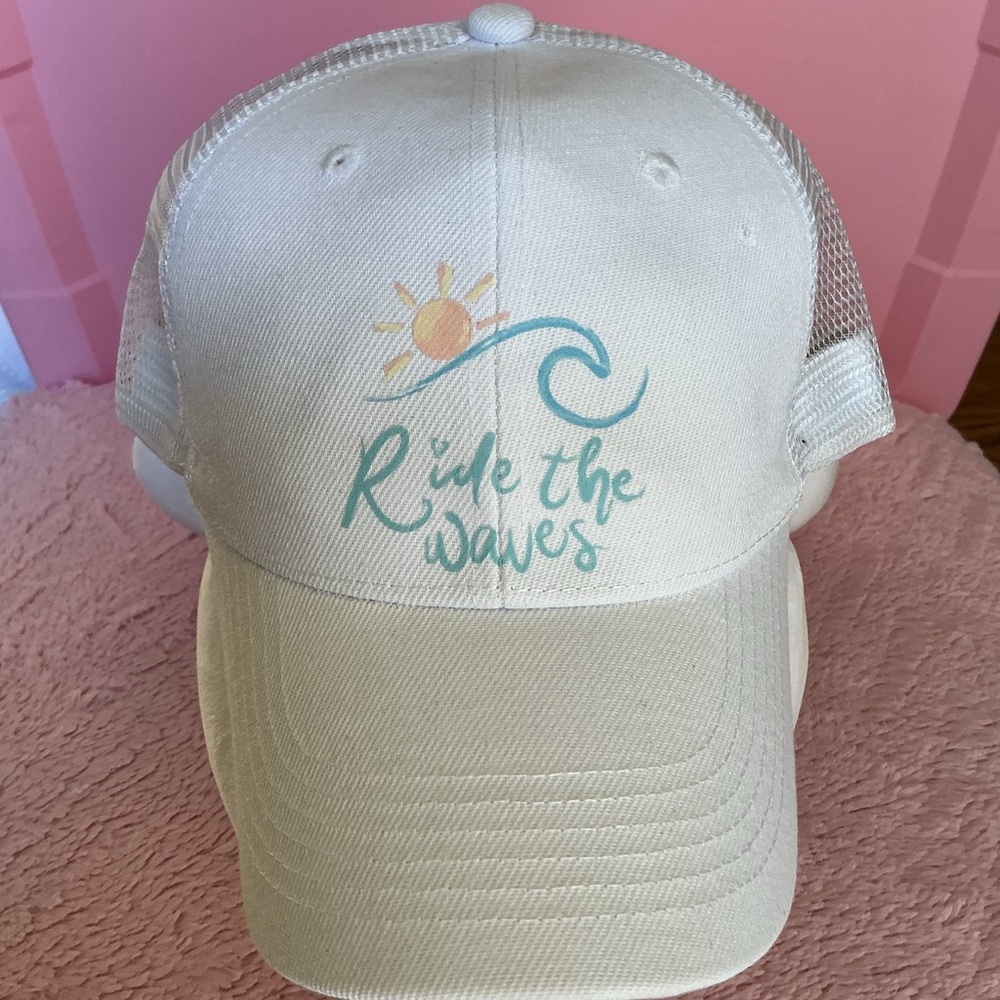 Ride the Waves Girls White SnapBack Trucker Hat